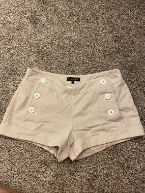 Talula Cream High-Rise Sailor Button Shorts